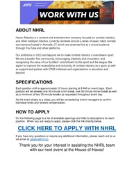 NHRL job application, 2022