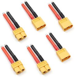 Pre-soldered XT60 connectors are good for the robot side of a battery connection in all weight classes