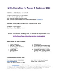 Hotel info for August and September 2022