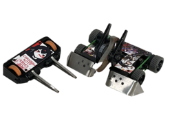 Chainsaw Kitty in May 2023, with minibot Knifecat