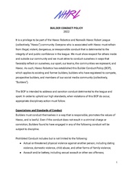 2022 Builder Conduct Policy